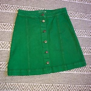 green jean skirt